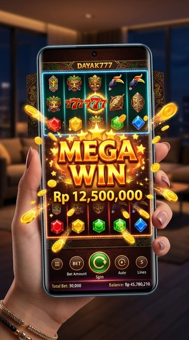 Tampilan halaman utama aplikasi dayak777 yang menarik.